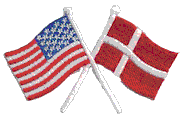Crossed Flag Patch of US & Denmark - 2x3¾" embroidered Crossed Flag Patch of US & Denmark<BR>Combines with our other Crossed Flag Patches for discounts.