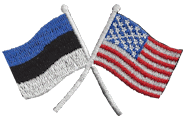 Crossed Flag Patch of US & Estonia - 2x3¾" embroidered Crossed Flag Patch of US & Estonia<BR>Combines with our other Crossed Flag Patches for discounts.