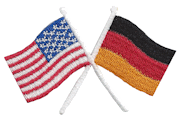 Crossed Flag Patch of US & Germany - 2x3¾" embroidered Crossed Flag Patch of US & Germany<BR>Combines with our other Crossed Flag Patches for discounts.