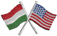 Crossed Flag Patch of US & Hungary - 2x3¾" embroidered Crossed Flag Patch of US & Hungary<BR>Combines with our other Crossed Flag Patches for discounts.