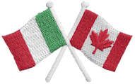 Italy & Canada Crossed Flag Patch - 2x3¾" embroidered Crossed Flag Patch of Italy & Canada<BR>Combines with our other Crossed Flag Patches for discounts.